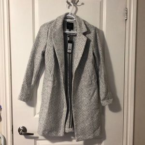 Beautiful light grey mid length fall coat